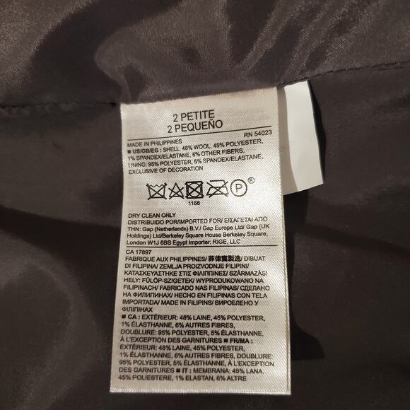 Banana Republic NWT Hack ing Wool Blazer Jacket Womens Size 2 Petite Gray White - Picture 12 of 13